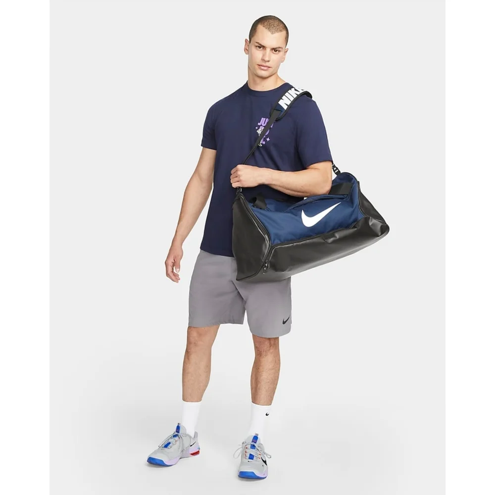 Nike Duffel Bag Brasilia Gym Travel Sports Overnight Midnight Navy Black White